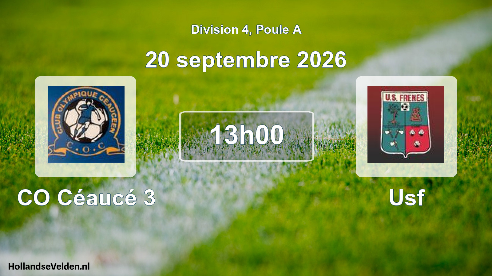 Match programmé: CO Céaucé 3 - Usf (20 septembre 2026)