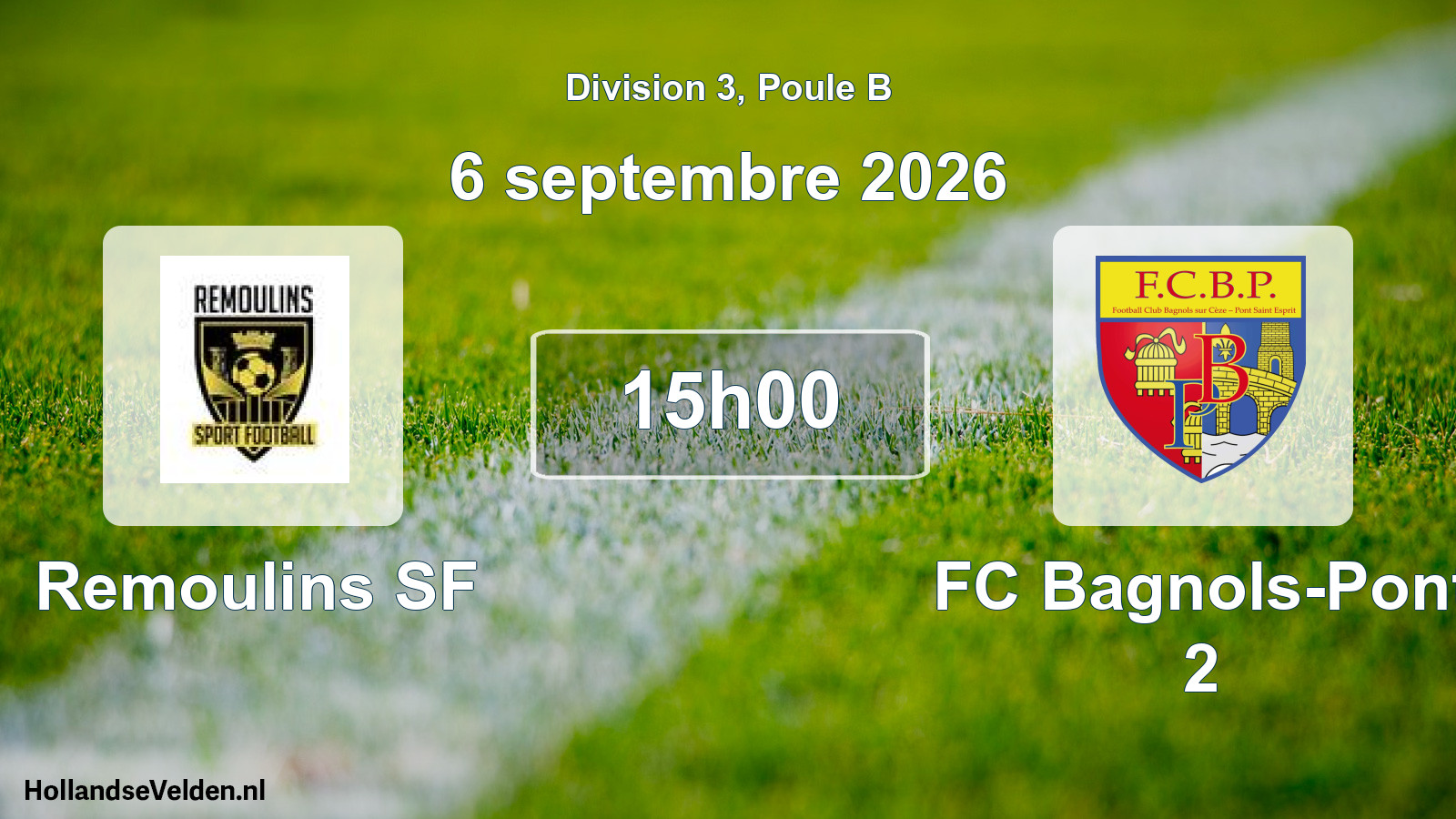 Match programmé: Remoulins SF - FC Bagnols-Pont 2 (6 septembre 2026)