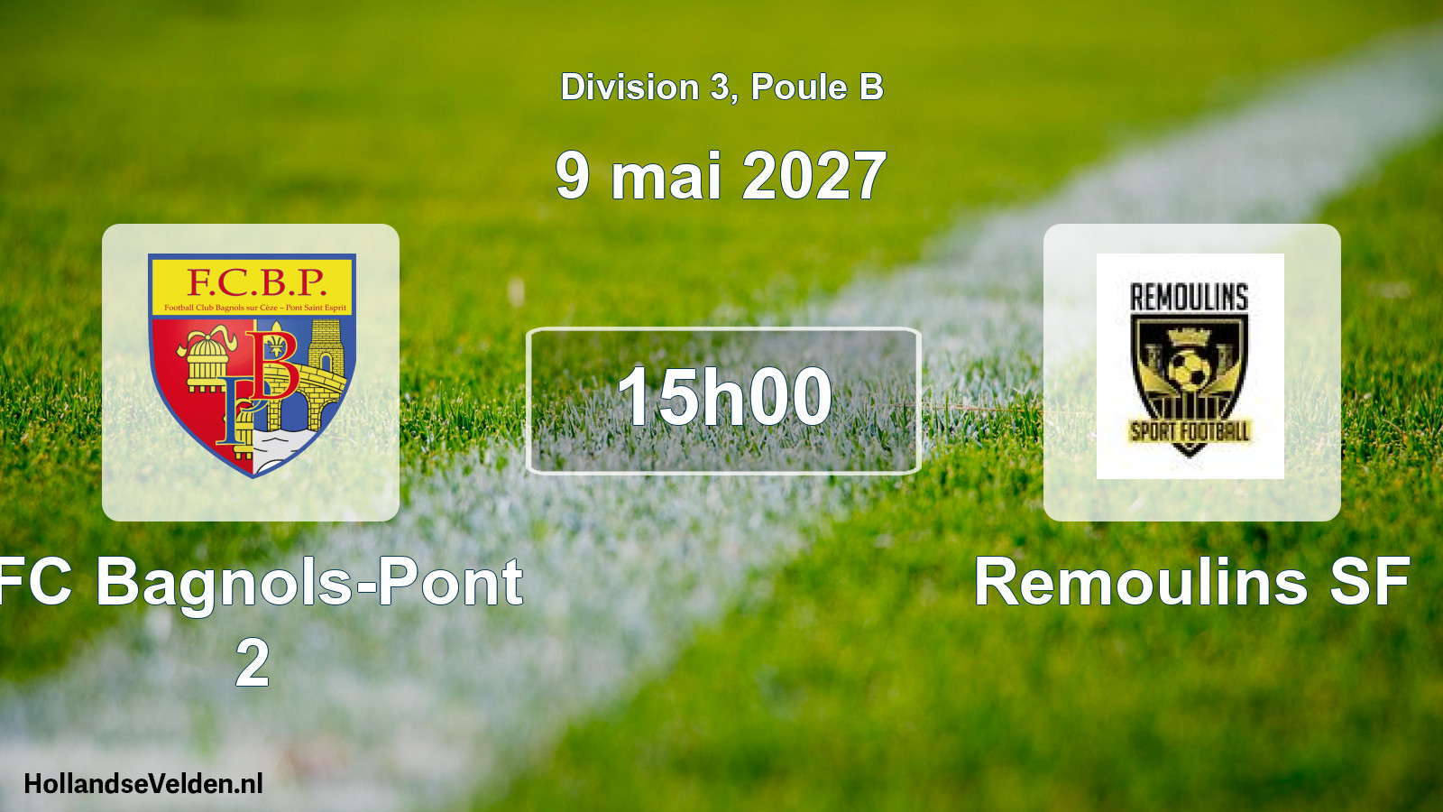 Match programmé: FC Bagnols-Pont 2 - Remoulins SF (9 mai 2027)