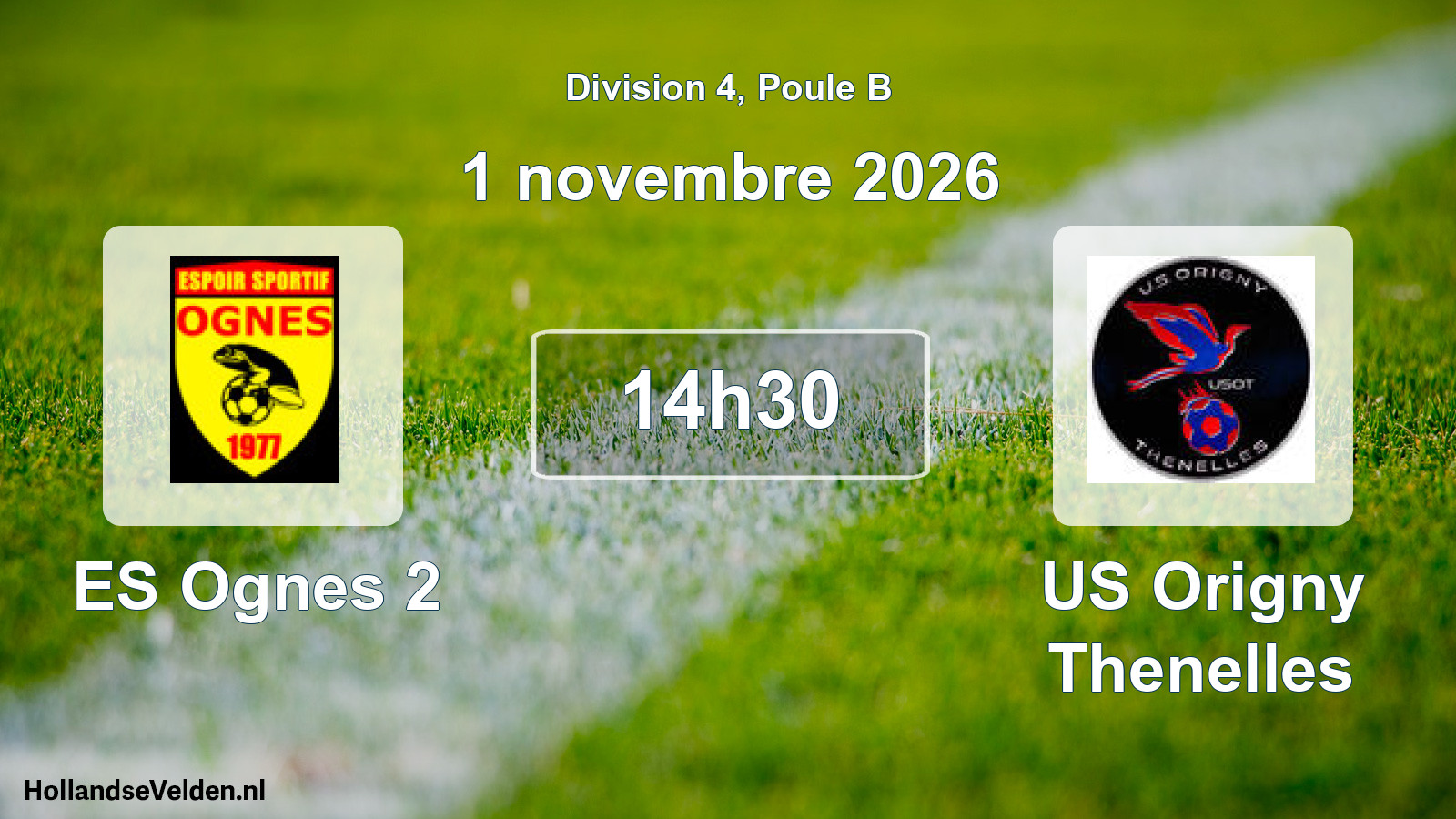 Match programmé: ES Ognes 2 - US Origny Thenelles (1 novembre 2026)
