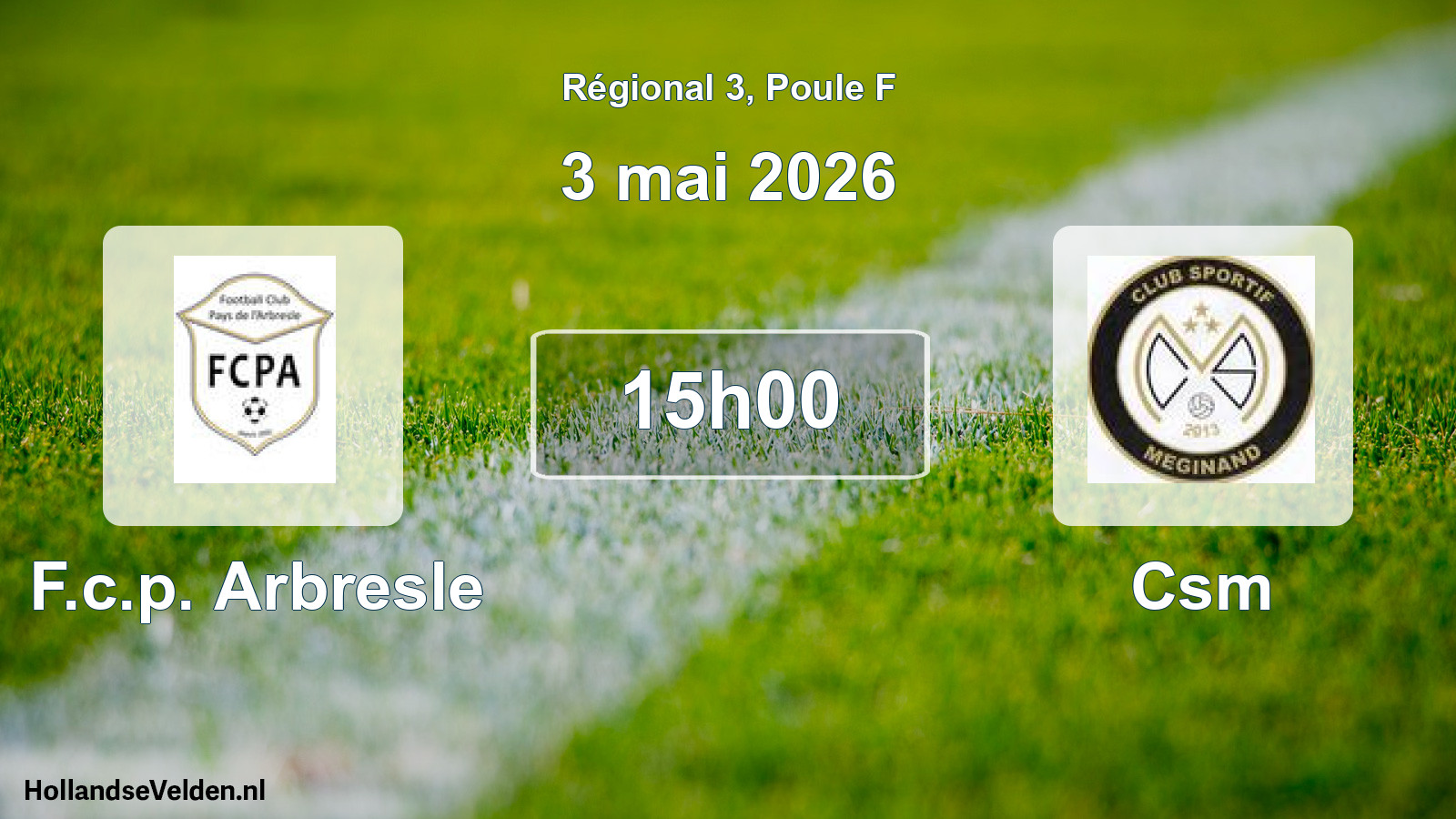 Geplande wedstrijd: F.c.p. Arbresle - Csm (3 mei 2026)