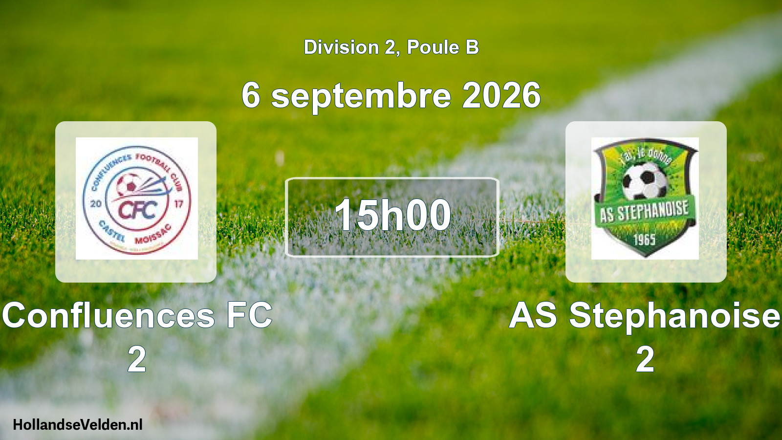 Match programmé: Confluences FC 2 - AS Stephanoise 2 (6 septembre 2026)