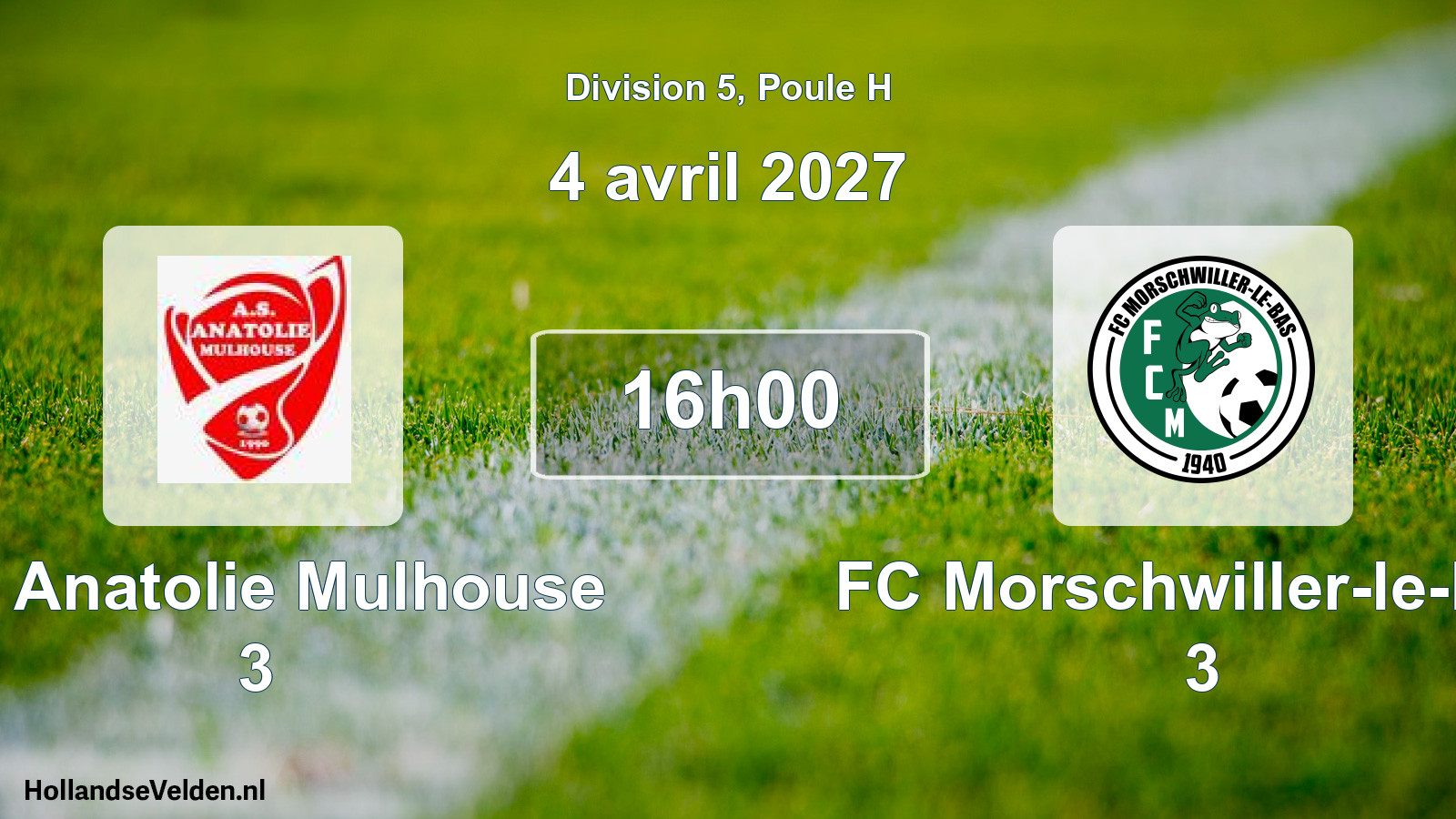 Scheduled Match: AS Anatolie Mulhouse 3 - FC Morschwiller-le-Bas 3 (4 April 2027)