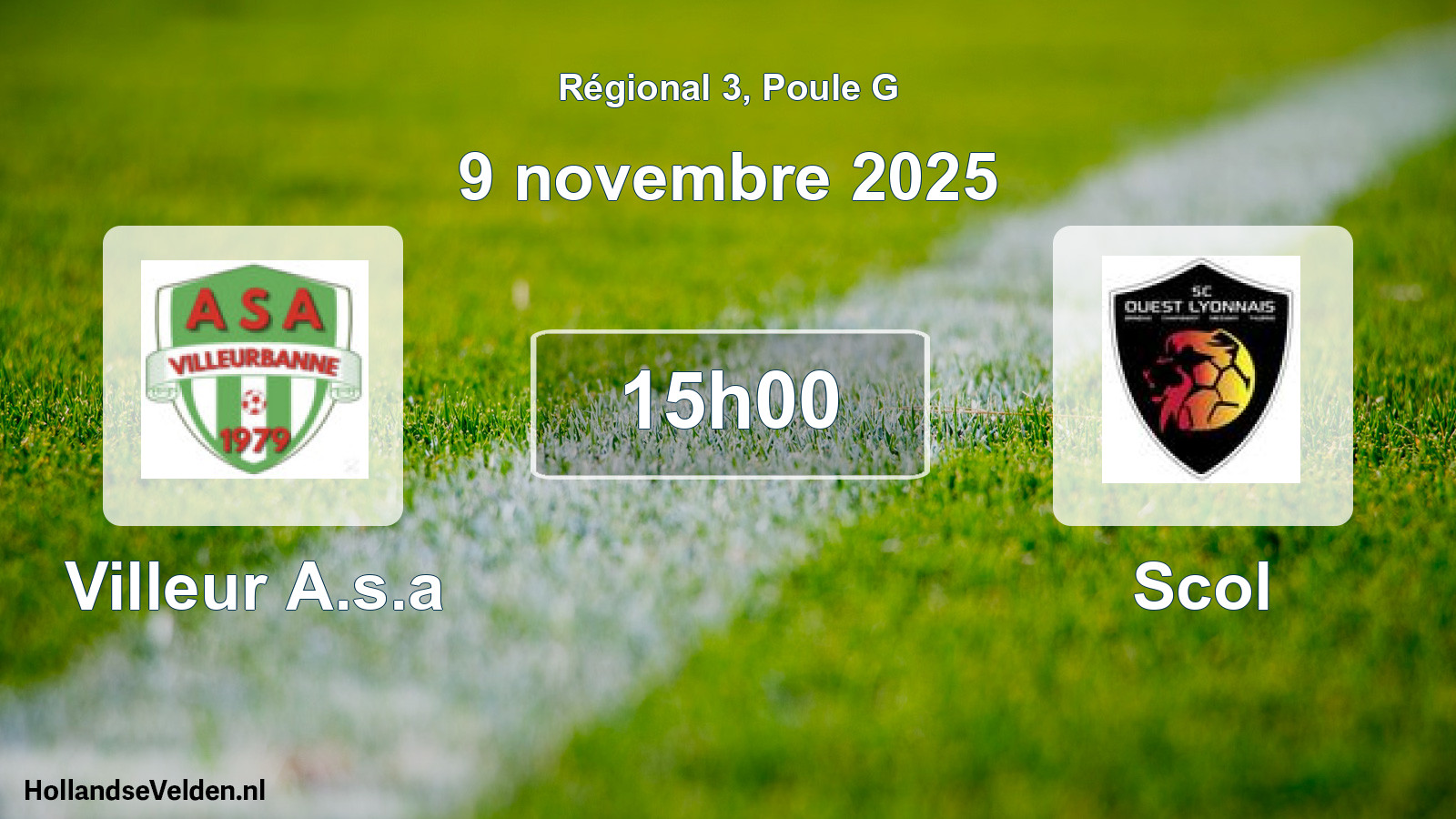 Geplande wedstrijd: Villeur A.s.a - Scol (9 novembre 2025)