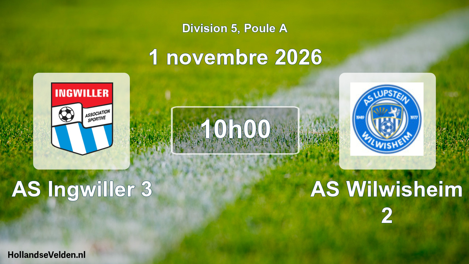 Match programmé: AS Ingwiller 3 - AS Wilwisheim 2 (1 novembre 2026)