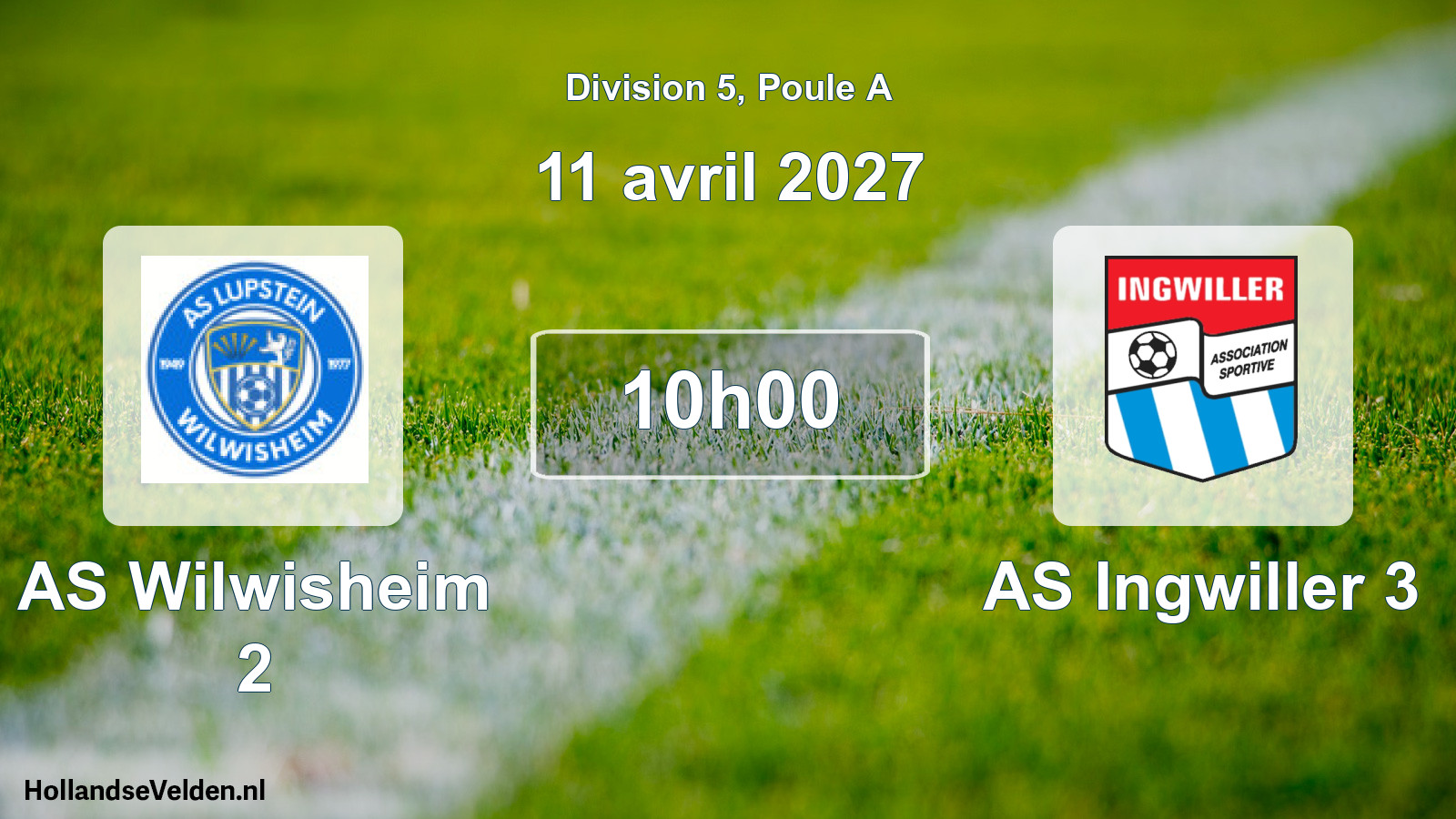 Match programmé: AS Wilwisheim 2 - AS Ingwiller 3 (11 avril 2027)
