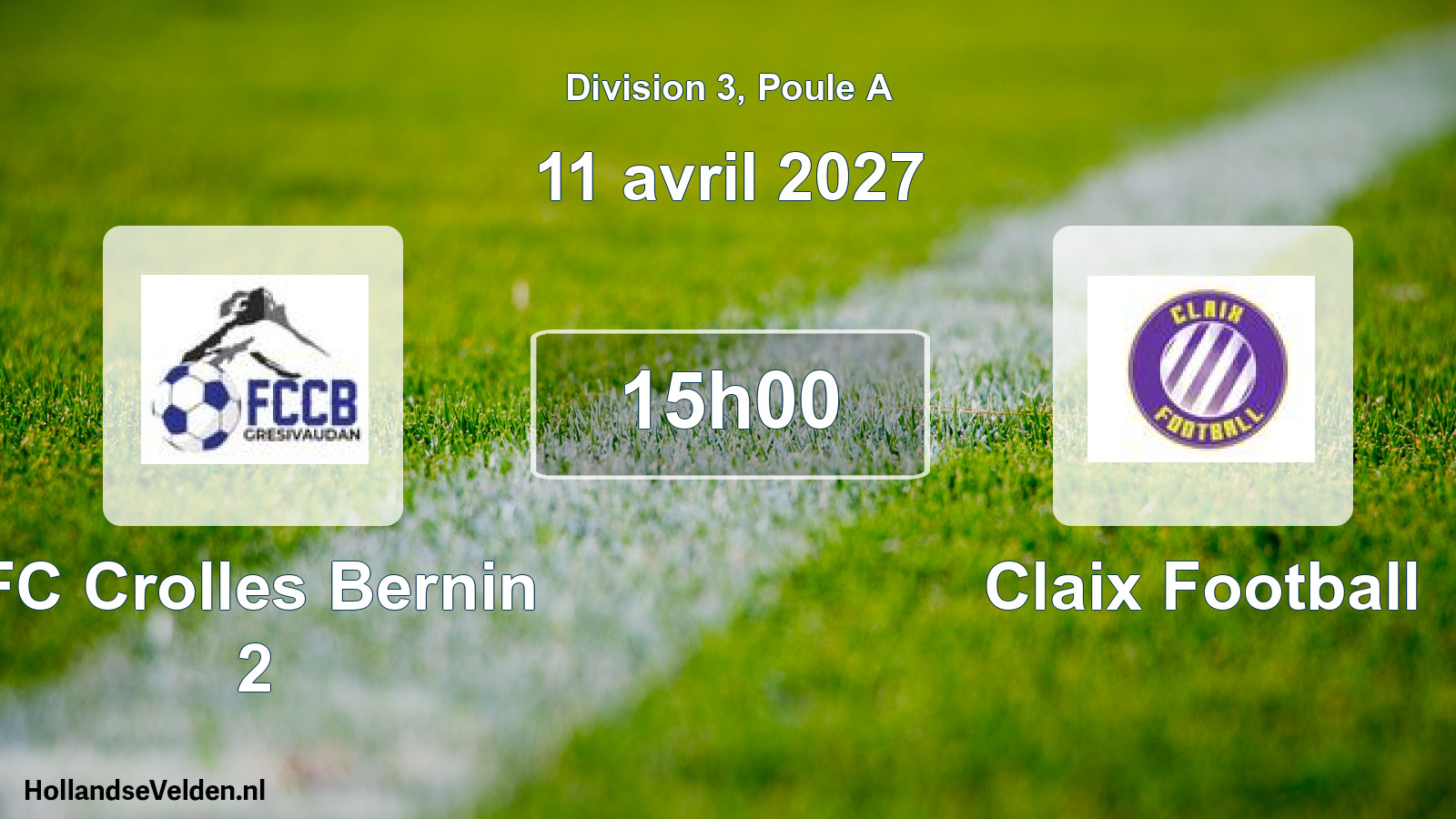 Scheduled Match: FC Crolles Bernin 2 - Claix Football (11 April 2027)
