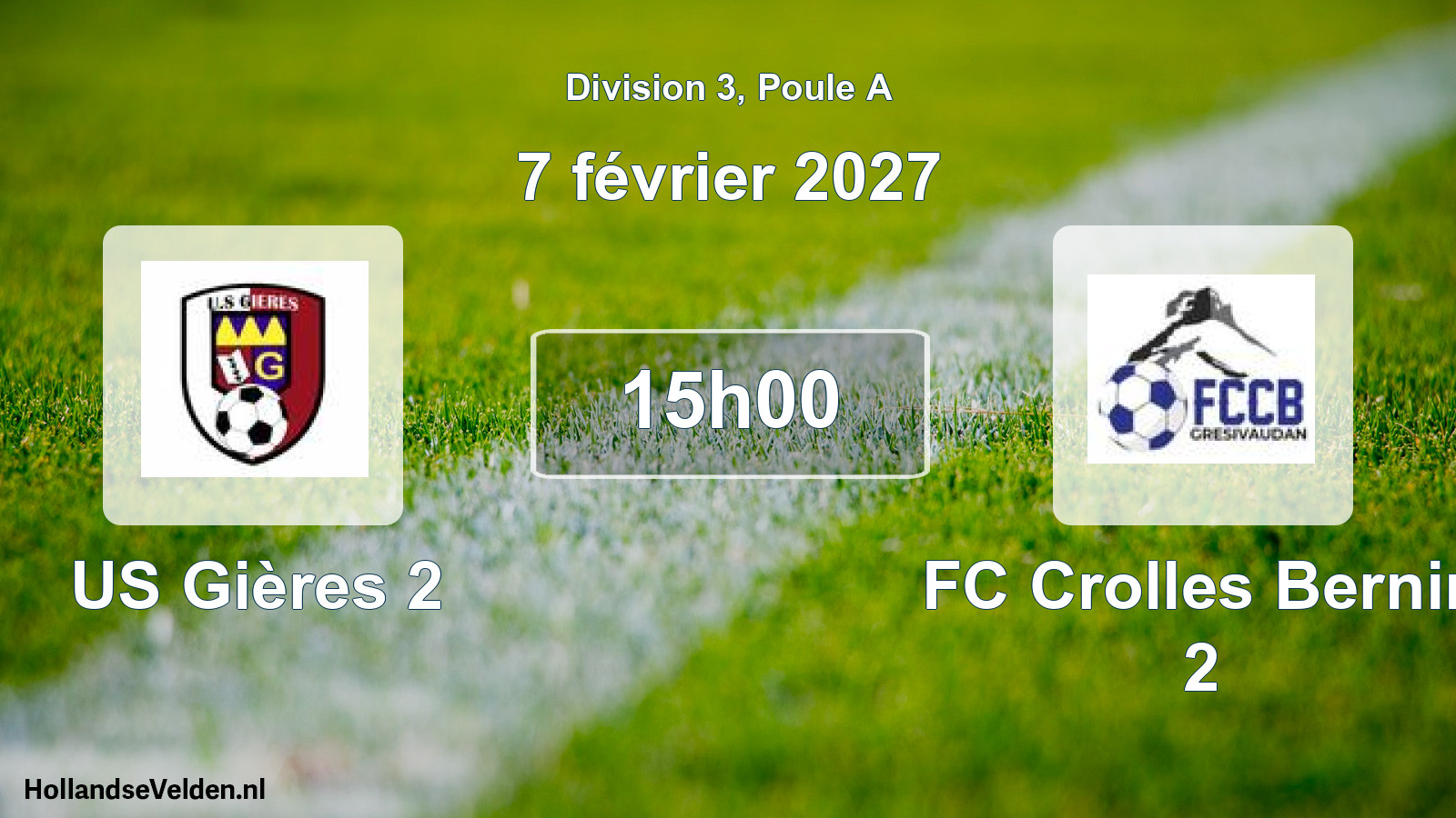 Match programmé: US Gières 2 - FC Crolles Bernin 2 (7 février 2027)