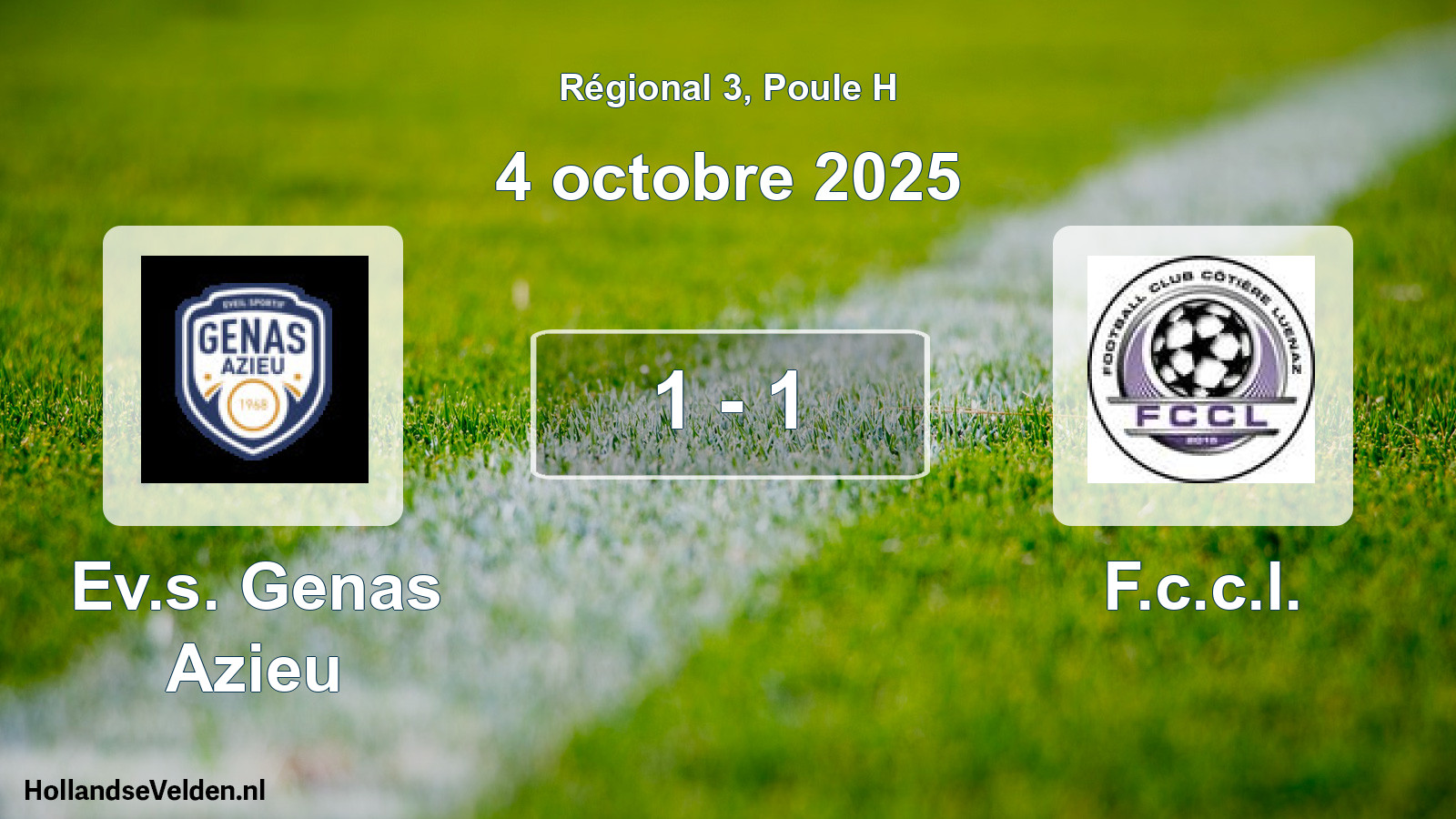 Gespeelde wedstrijd: Ev.s. Genas Azieu - F.c.c.l. 1 - 1 (4 oktober 2025)