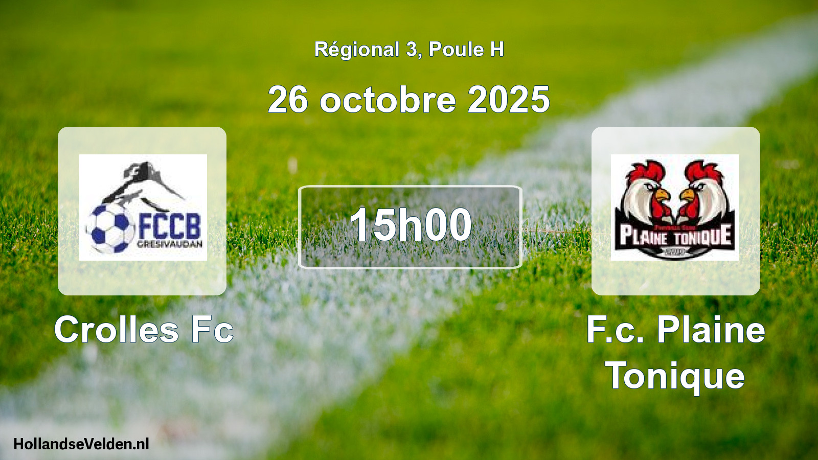 Geplande wedstrijd: Crolles Fc - F.c. Plaine Tonique (26 oktober 2025)