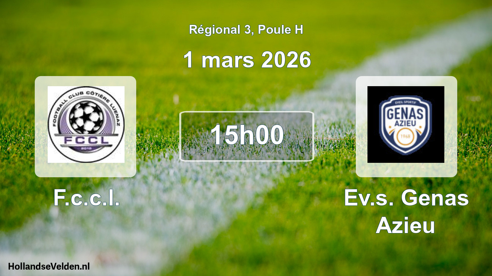 Geplande wedstrijd: F.c.c.l. - Ev.s. Genas Azieu (1 maart 2026)