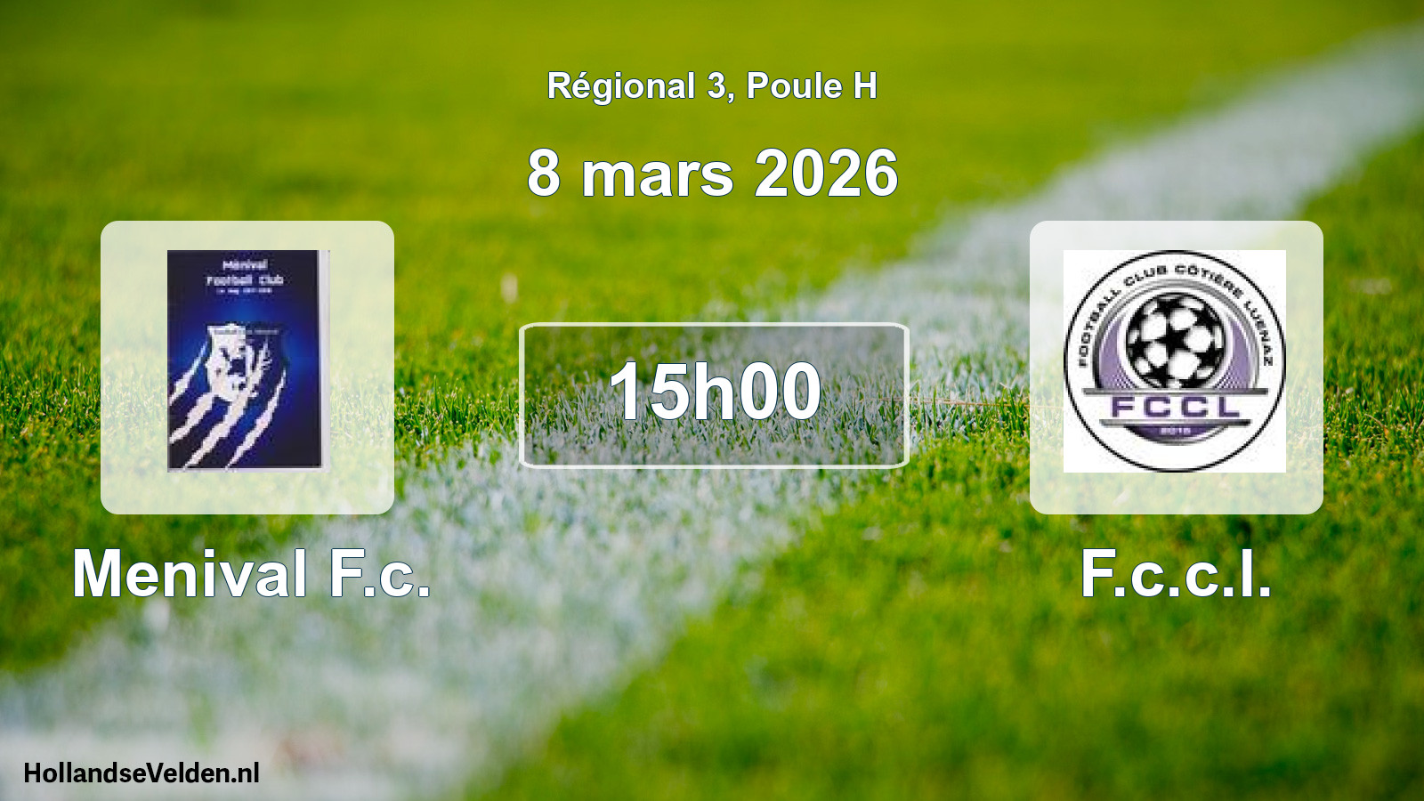 Geplande wedstrijd: Menival F.c. - F.c.c.l. (8 mars 2026)