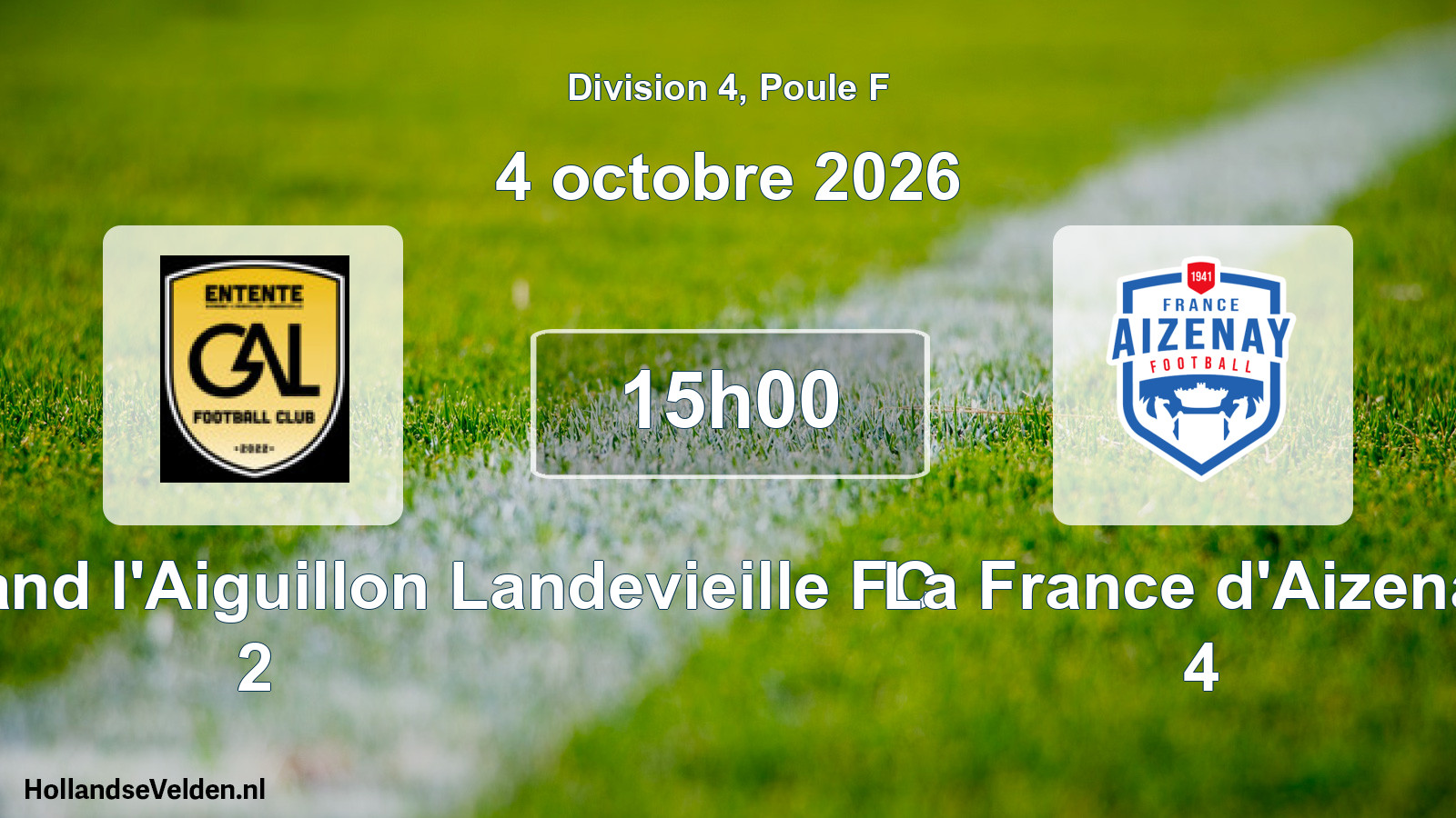 Match programmé: Entente Givrand l'Aiguillon Landevieille FC 2 - La France d'Aizenay 4 (4 octobre 2026)
