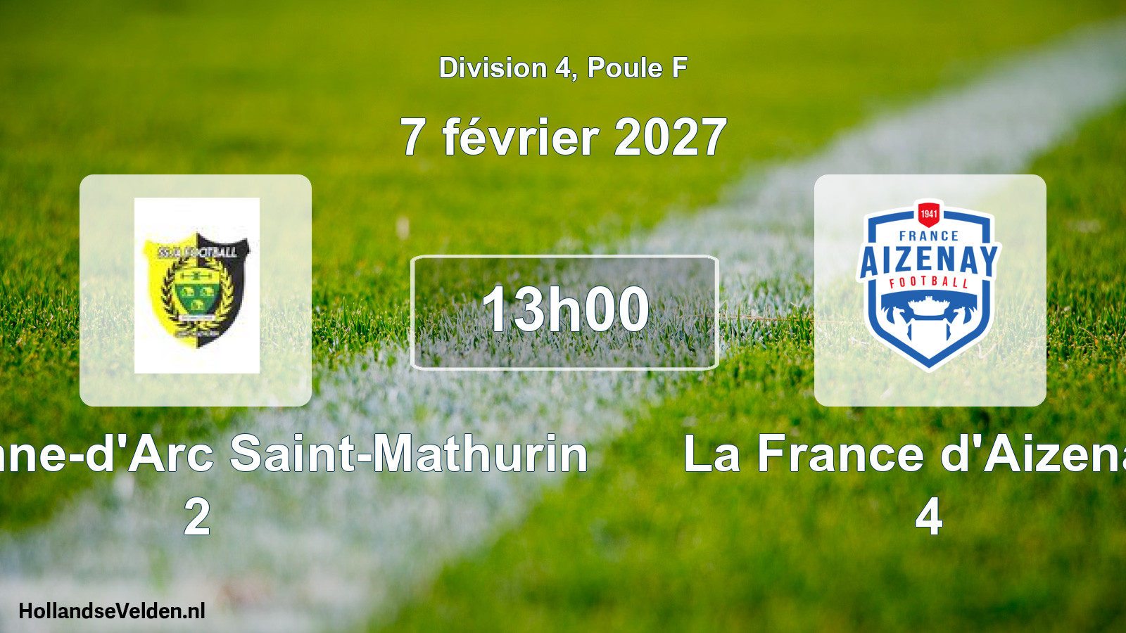 Match programmé: SS Jeanne-d'Arc Saint-Mathurin 2 - La France d'Aizenay 4 (7 février 2027)