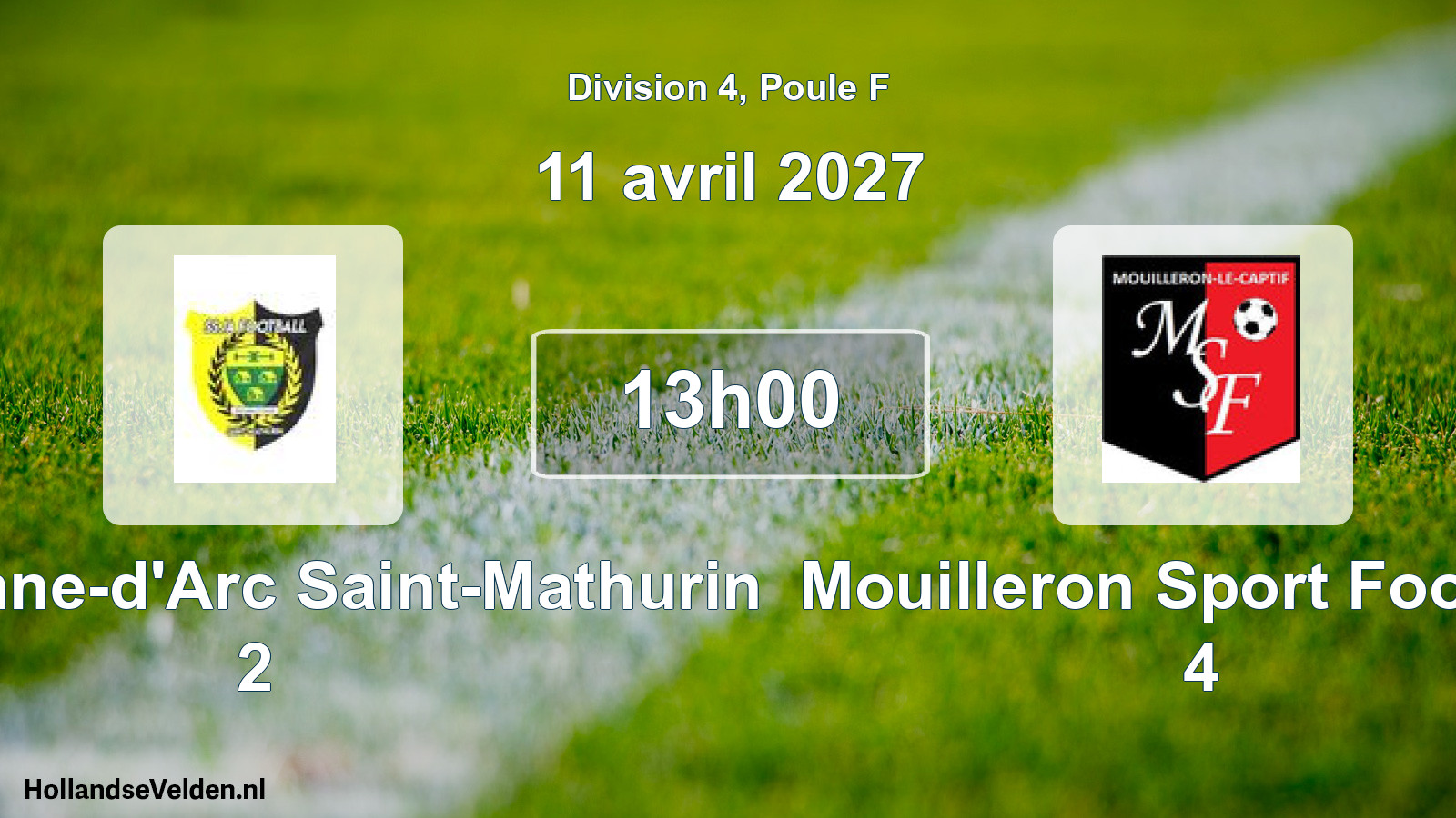 Match programmé: SS Jeanne-d'Arc Saint-Mathurin 2 - Mouilleron Sport Football 4 (11 avril 2027)
