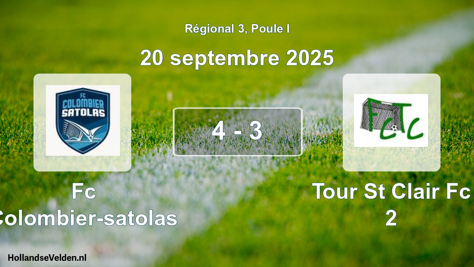 Gespeelde wedstrijd: Fc Colombier-satolas - Tour St Clair Fc 2 4 - 3 (20 september 2025)