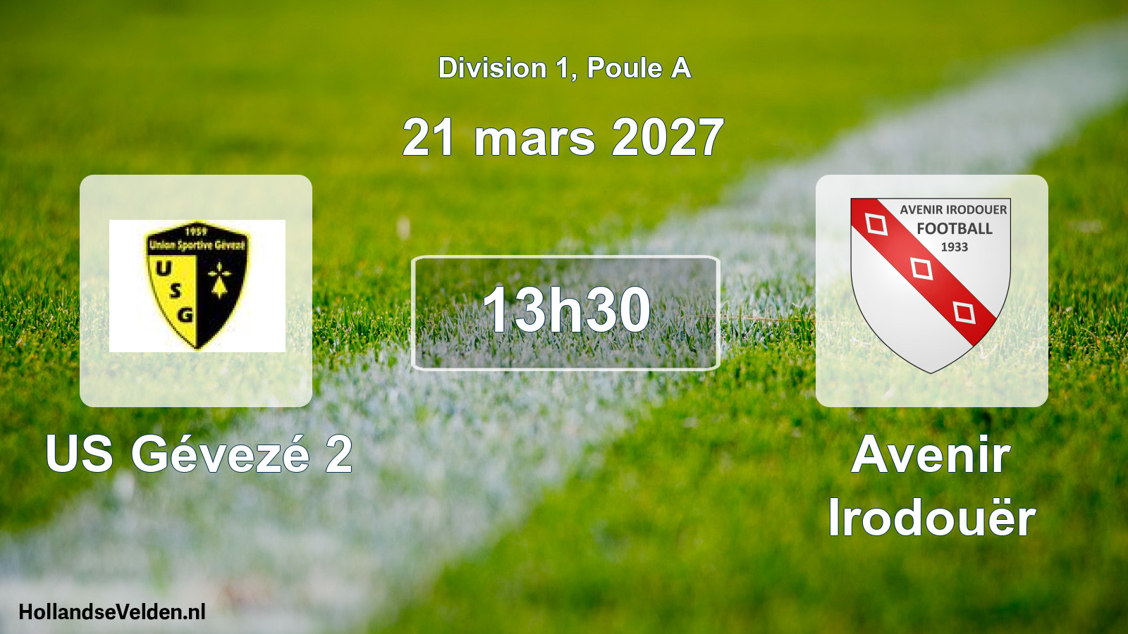 Match programmé: US Gévezé 2 - Avenir Irodouër (21 mars 2027)