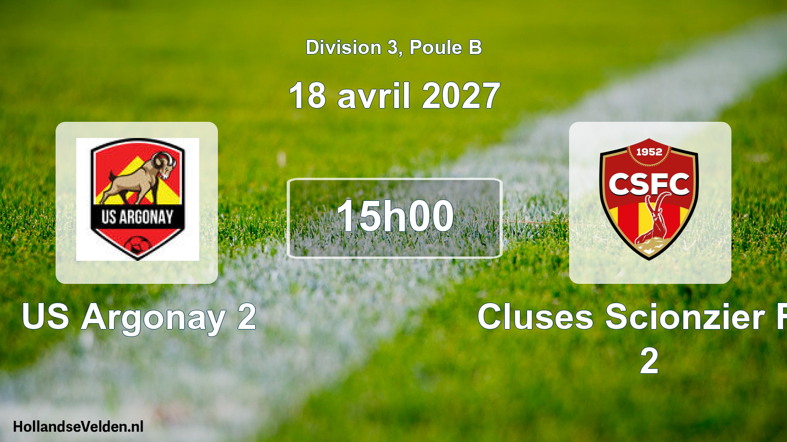 Match programmé: US Argonay 2 - Cluses Scionzier FC 2 (18 avril 2027)
