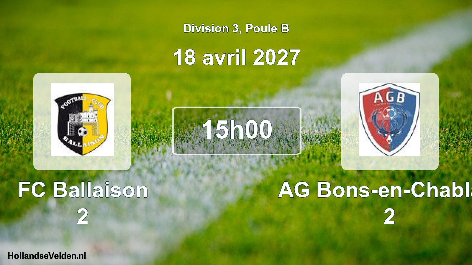 Match programmé: FC Ballaison 2 - AG Bons-en-Chablais 2 (18 avril 2027)