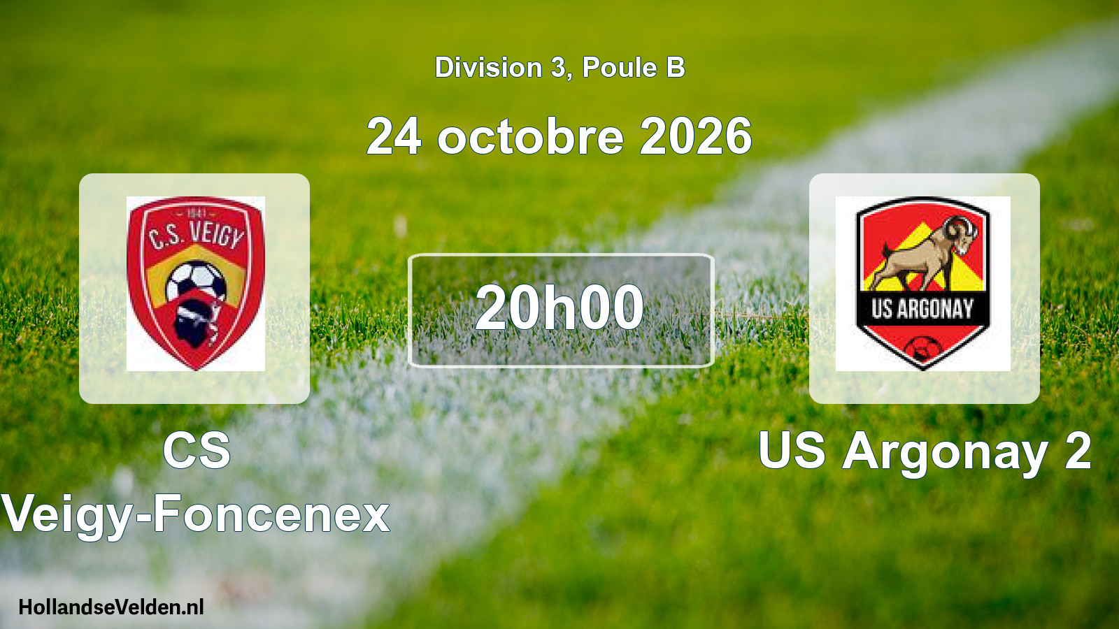 Match programmé: CS Veigy-Foncenex - US Argonay 2 (24 octobre 2026)