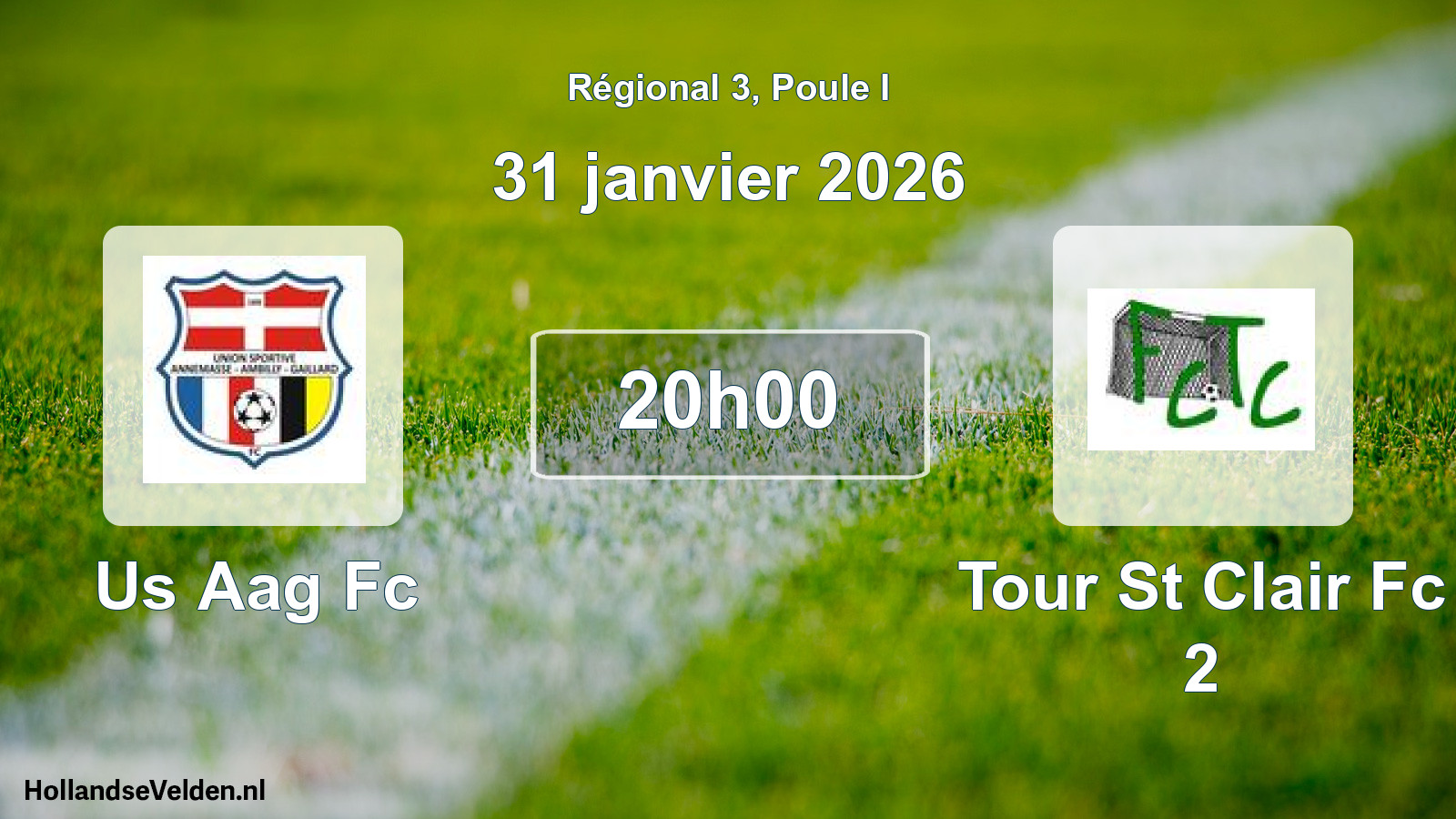 Geplande wedstrijd: Us Aag Fc - Tour St Clair Fc 2 (31 janvier 2026)