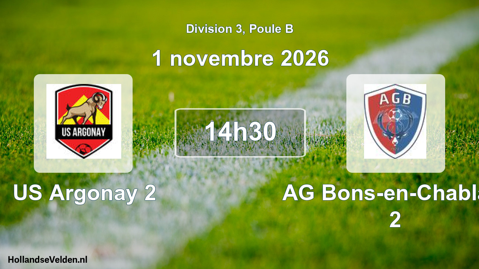 Match programmé: US Argonay 2 - AG Bons-en-Chablais 2 (1 novembre 2026)