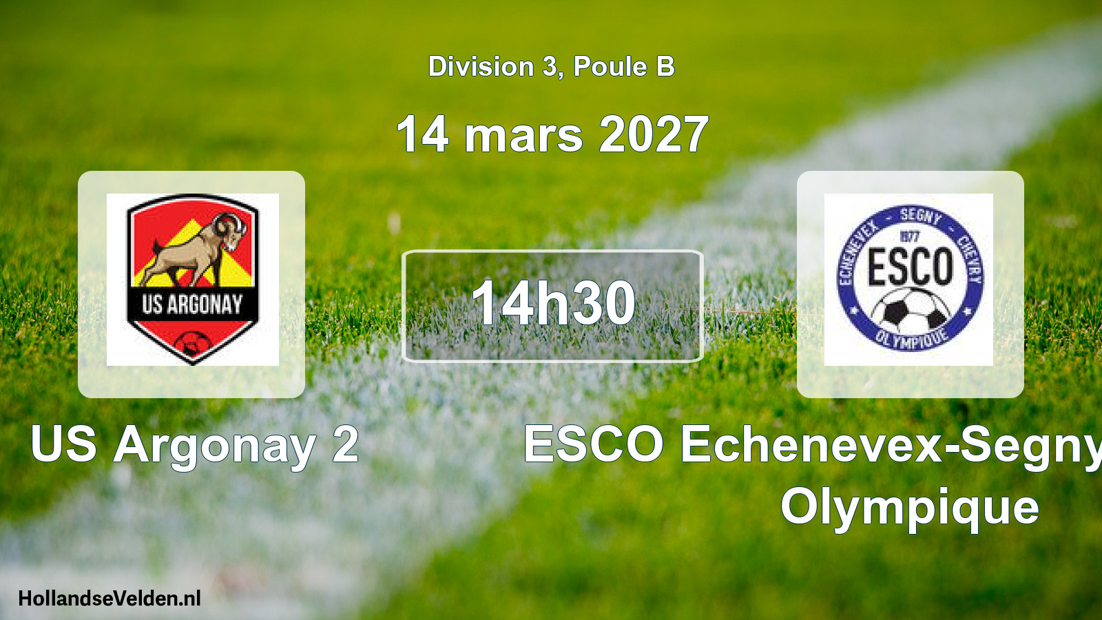 Match programmé: US Argonay 2 - ESCO Echenevex-Segny-Chevry Olympique (14 mars 2027)