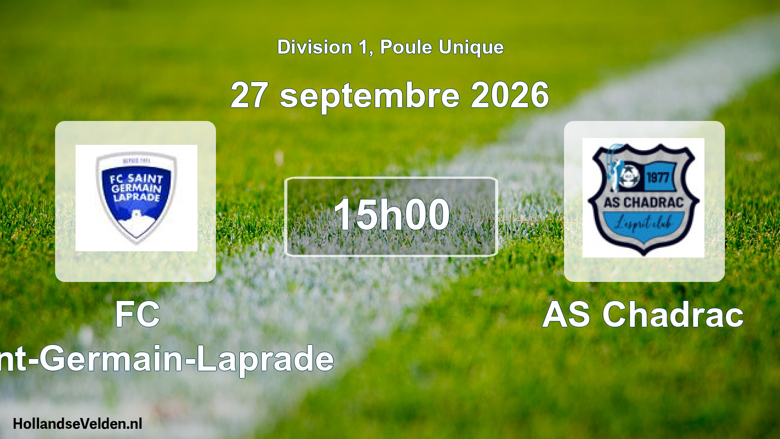 Match programmé: FC Saint-Germain-Laprade - AS Chadrac (27 septembre 2026)