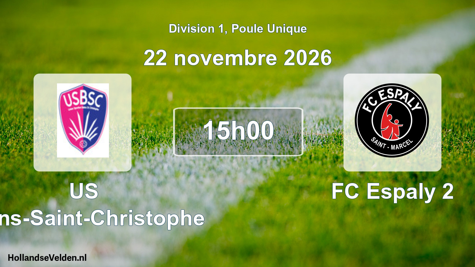 Match programmé: US Bains-Saint-Christophe - FC Espaly 2 (22 novembre 2026)