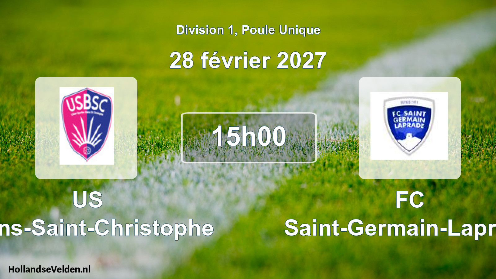 Match programmé: US Bains-Saint-Christophe - FC Saint-Germain-Laprade (28 février 2027)