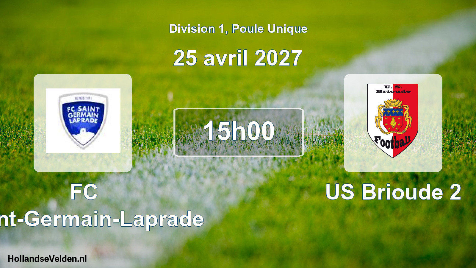 Match programmé: FC Saint-Germain-Laprade - US Brioude 2 (25 avril 2027)