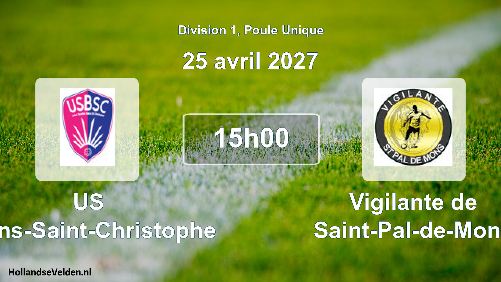 Match programmé: US Bains-Saint-Christophe - Vigilante de Saint-Pal-de-Mons (25 avril 2027)