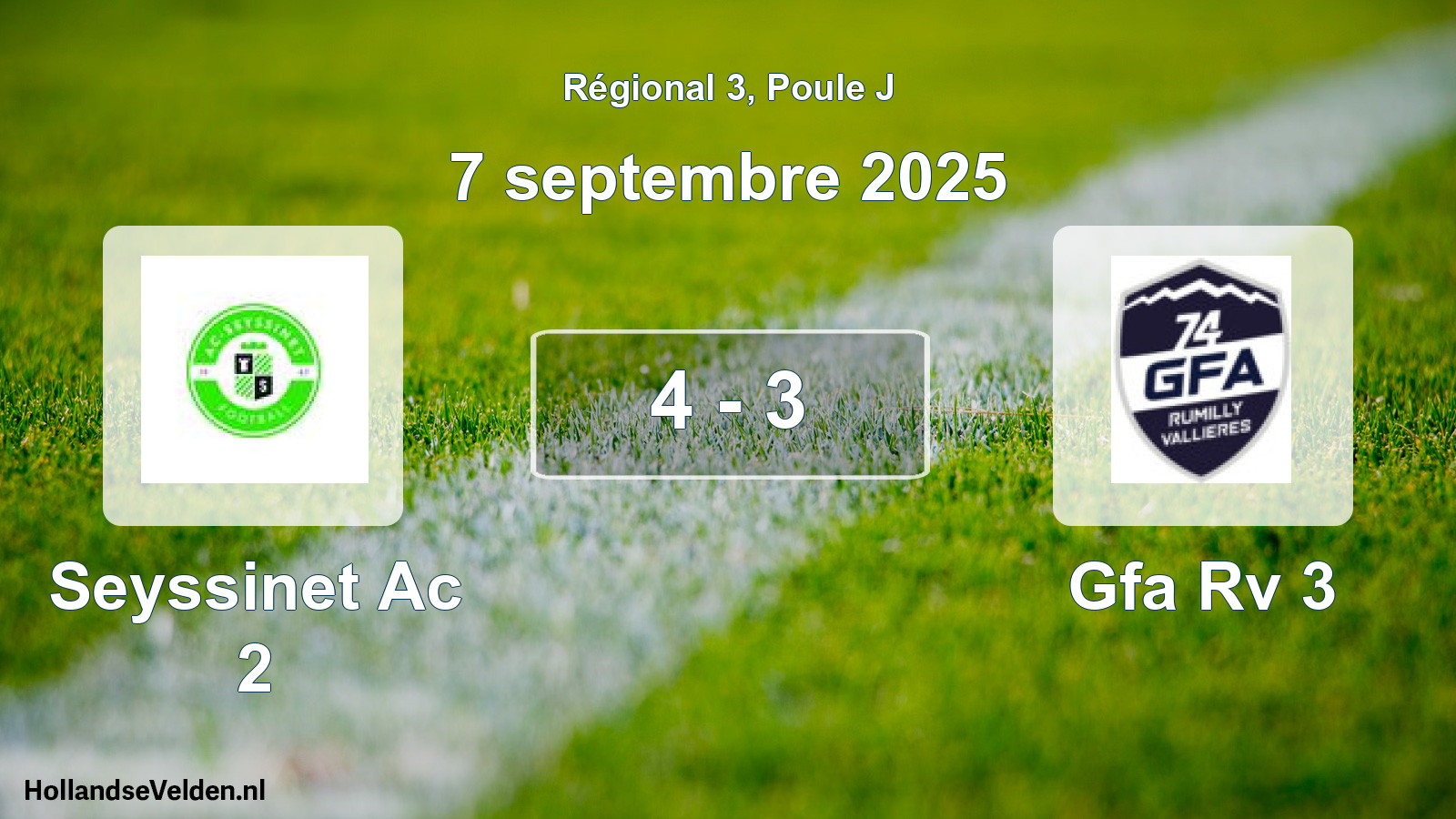 Gespeelde wedstrijd: Seyssinet Ac 2 - Gfa Rv 3 4 - 3 (7 septembre 2025)