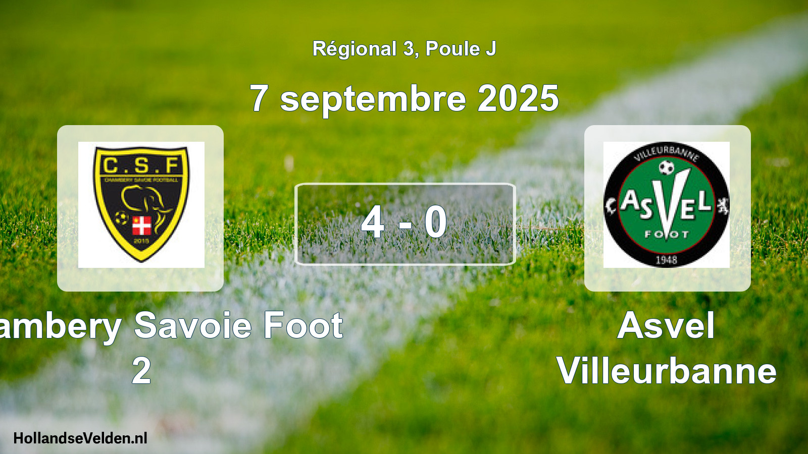 Gespeelde wedstrijd: Chambery Savoie Foot 2 - Asvel Villeurbanne 4 - 0 (7 septembre 2025)