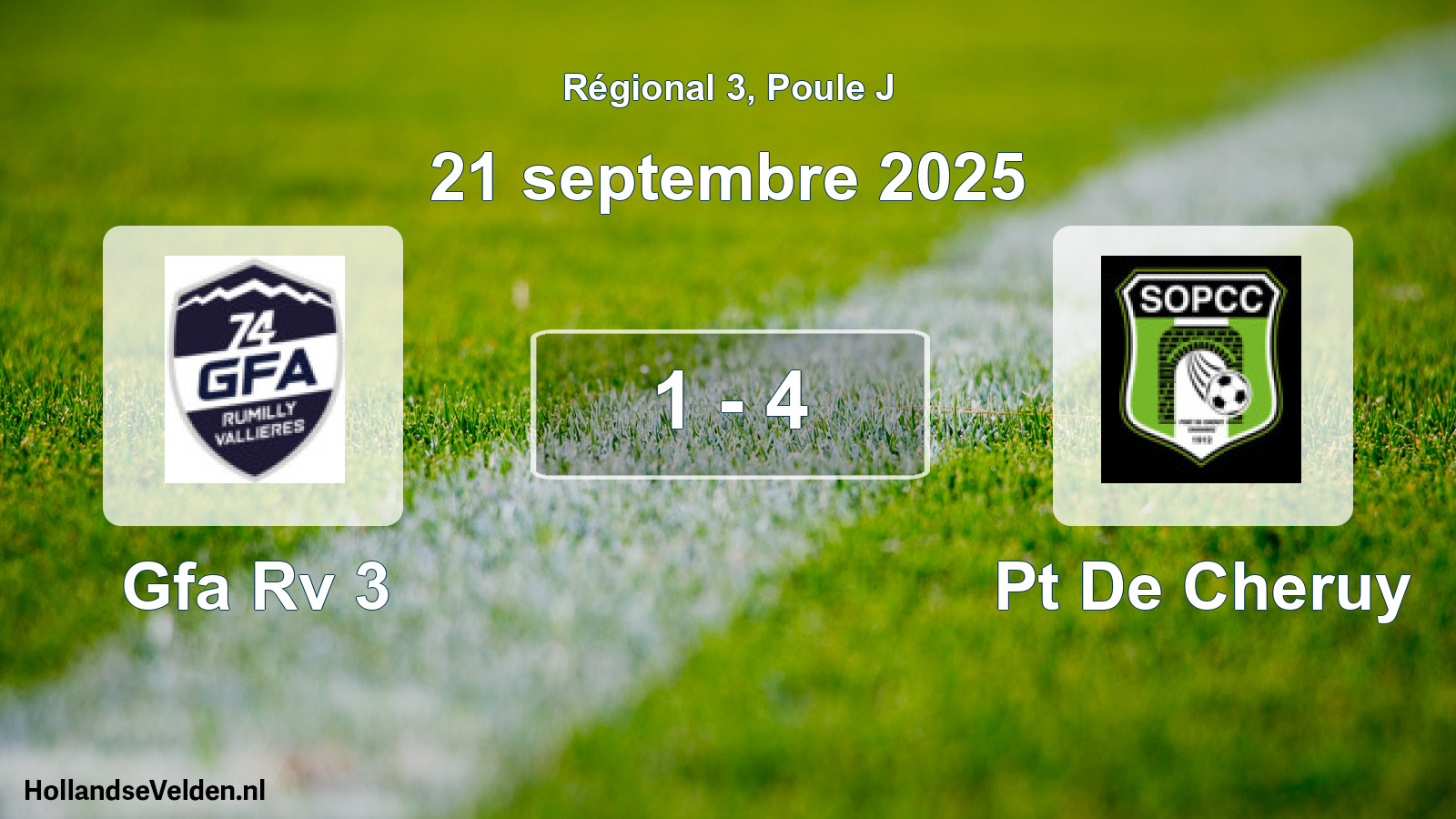Gespeelde wedstrijd: Gfa Rv 3 - Pt De Cheruy 1 - 4 (21 septembre 2025)
