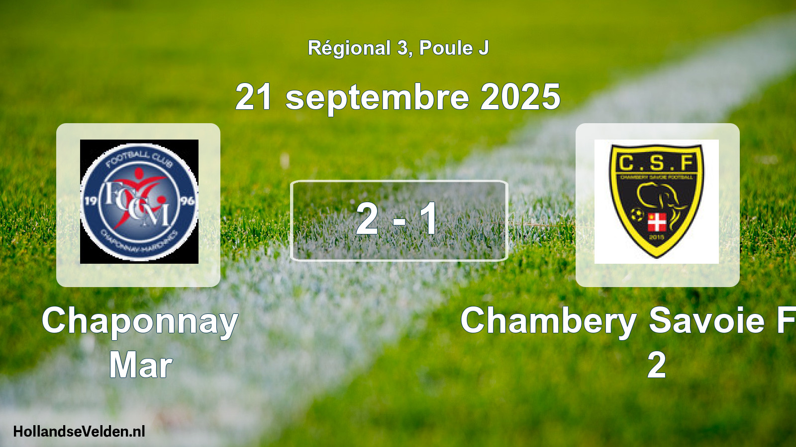 Gespeelde wedstrijd: Chaponnay Mar - Chambery Savoie Foot 2 2 - 1 (21 septembre 2025)