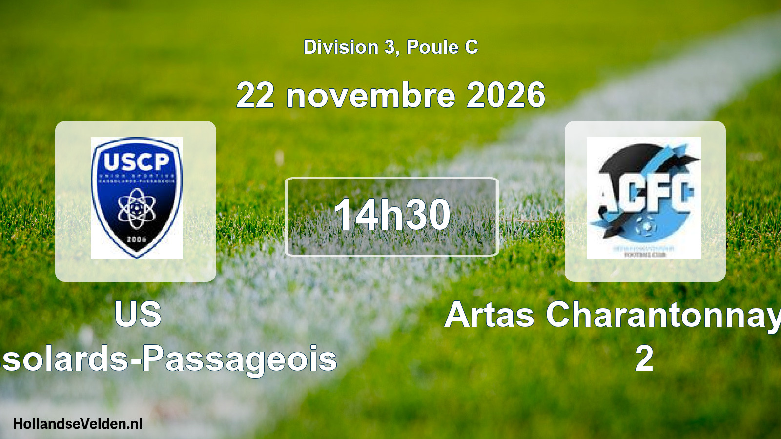 Geplande wedstrijd: US Cassolards-Passageois - Artas Charantonnay FC 2 (22 november 2026)