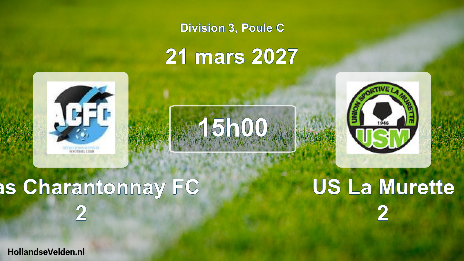 Geplande wedstrijd: Artas Charantonnay FC 2 - US La Murette 2 (21 maart 2027)