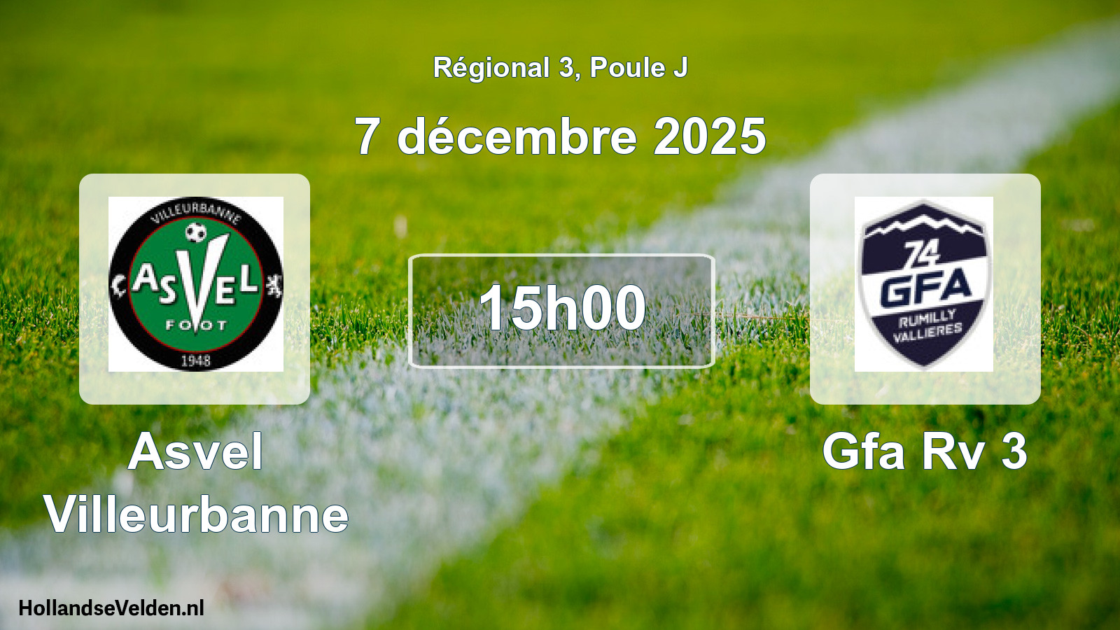 Geplande wedstrijd: Asvel Villeurbanne - Gfa Rv 3 (7 december 2025)