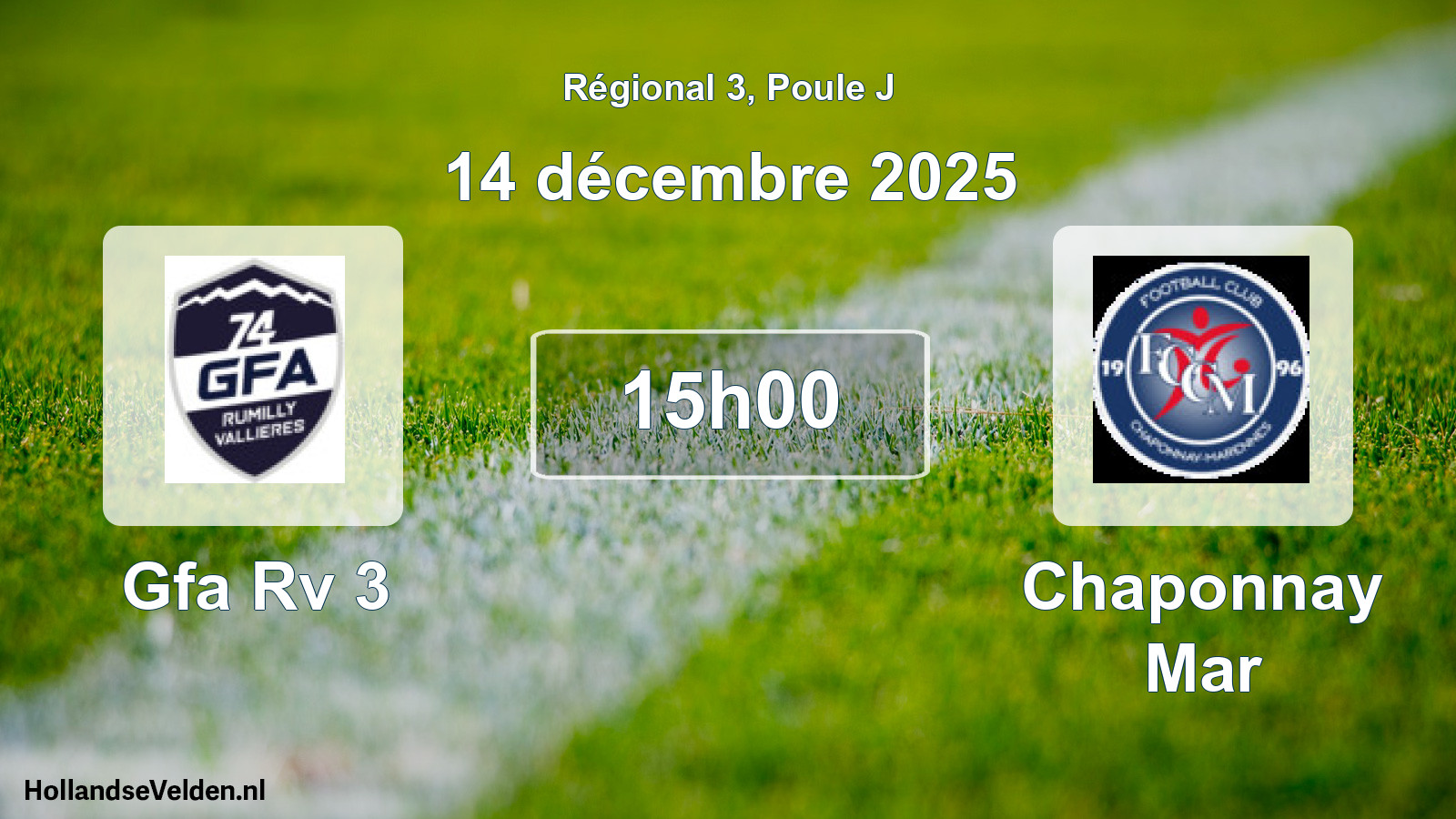 Geplande wedstrijd: Gfa Rv 3 - Chaponnay Mar (14 décembre 2025)