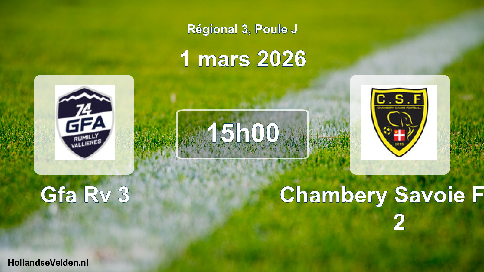 Geplande wedstrijd: Gfa Rv 3 - Chambery Savoie Foot 2 (1 mars 2026)