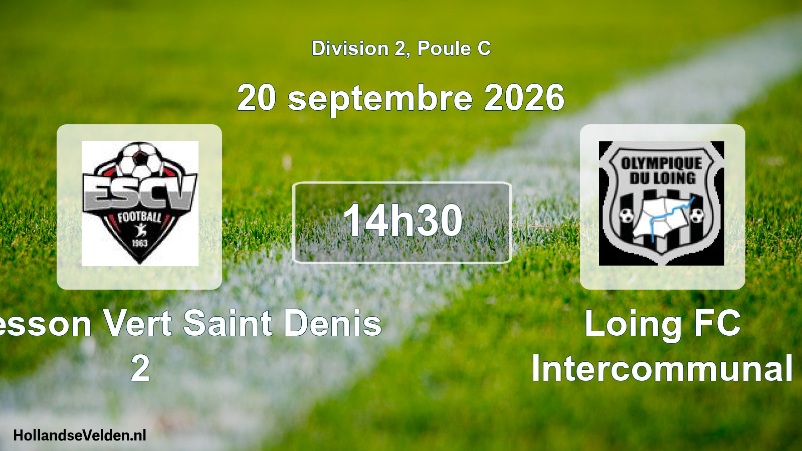 Match programmé: ES Cesson Vert Saint Denis 2 - Loing FC Intercommunal (20 septembre 2026)