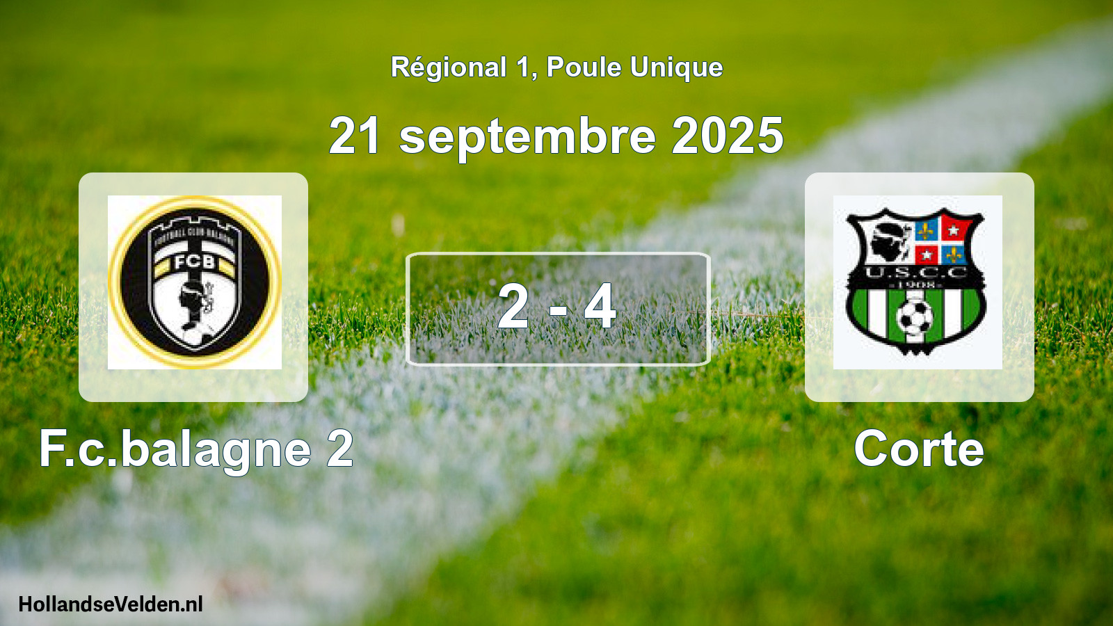 Gespeelde wedstrijd: F.c.balagne 2 - Corte 2 - 4 (21 septembre 2025)