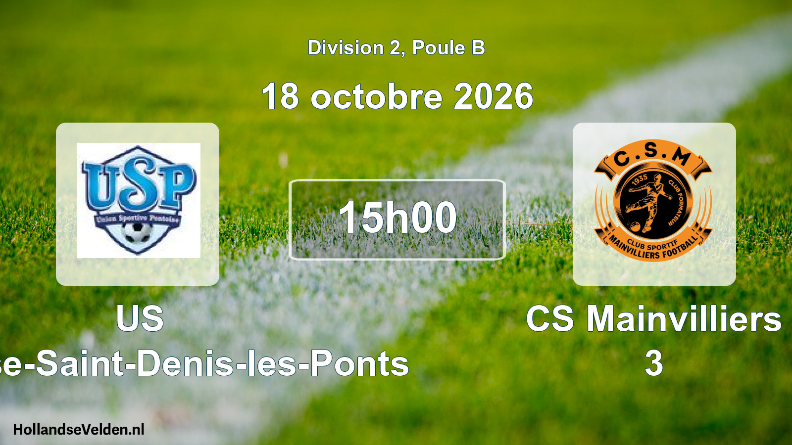 Match programmé: US Pontoise-Saint-Denis-les-Ponts - CS Mainvilliers 3 (18 octobre 2026)