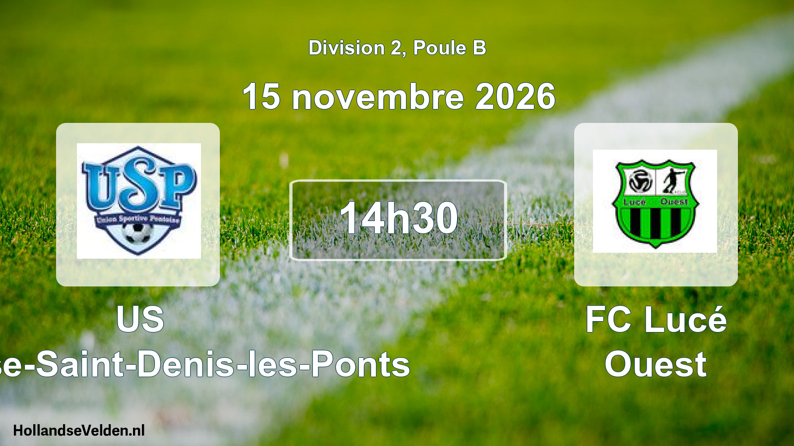Match programmé: US Pontoise-Saint-Denis-les-Ponts - FC Lucé Ouest (15 novembre 2026)