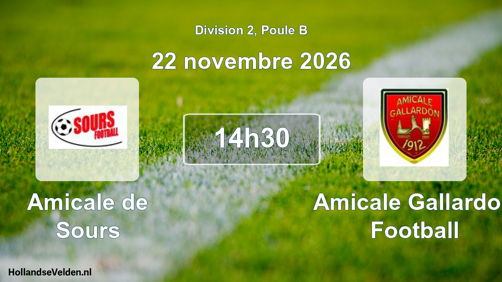 Match programmé: Amicale de Sours - Amicale Gallardon Football (22 novembre 2026)