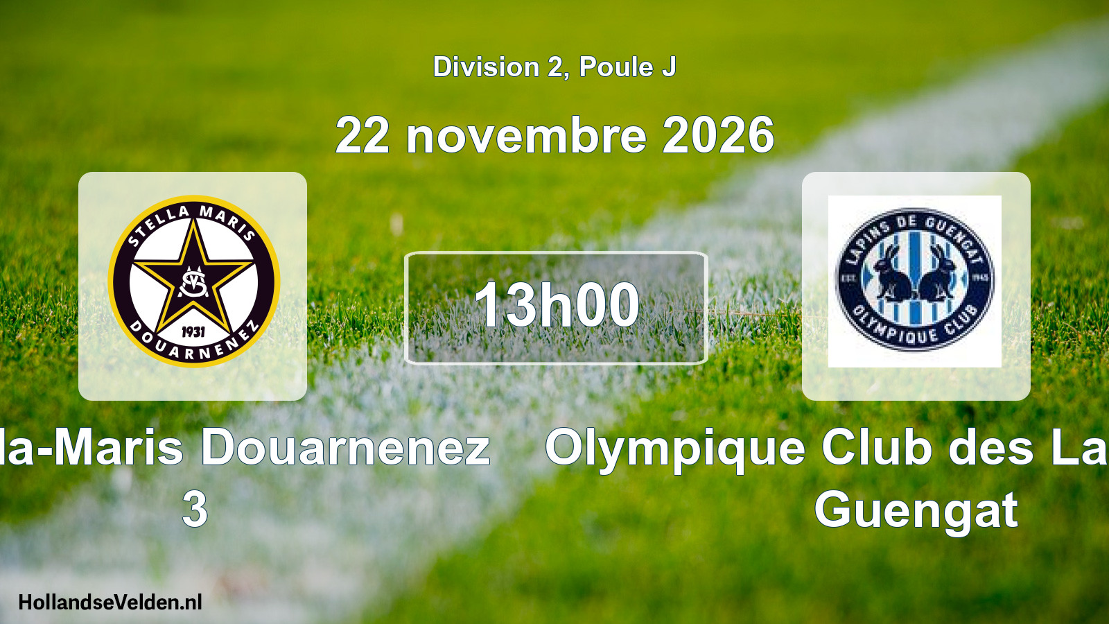 Match programmé: Stella-Maris Douarnenez 3 - Olympique Club des Lapins de Guengat (22 novembre 2026)