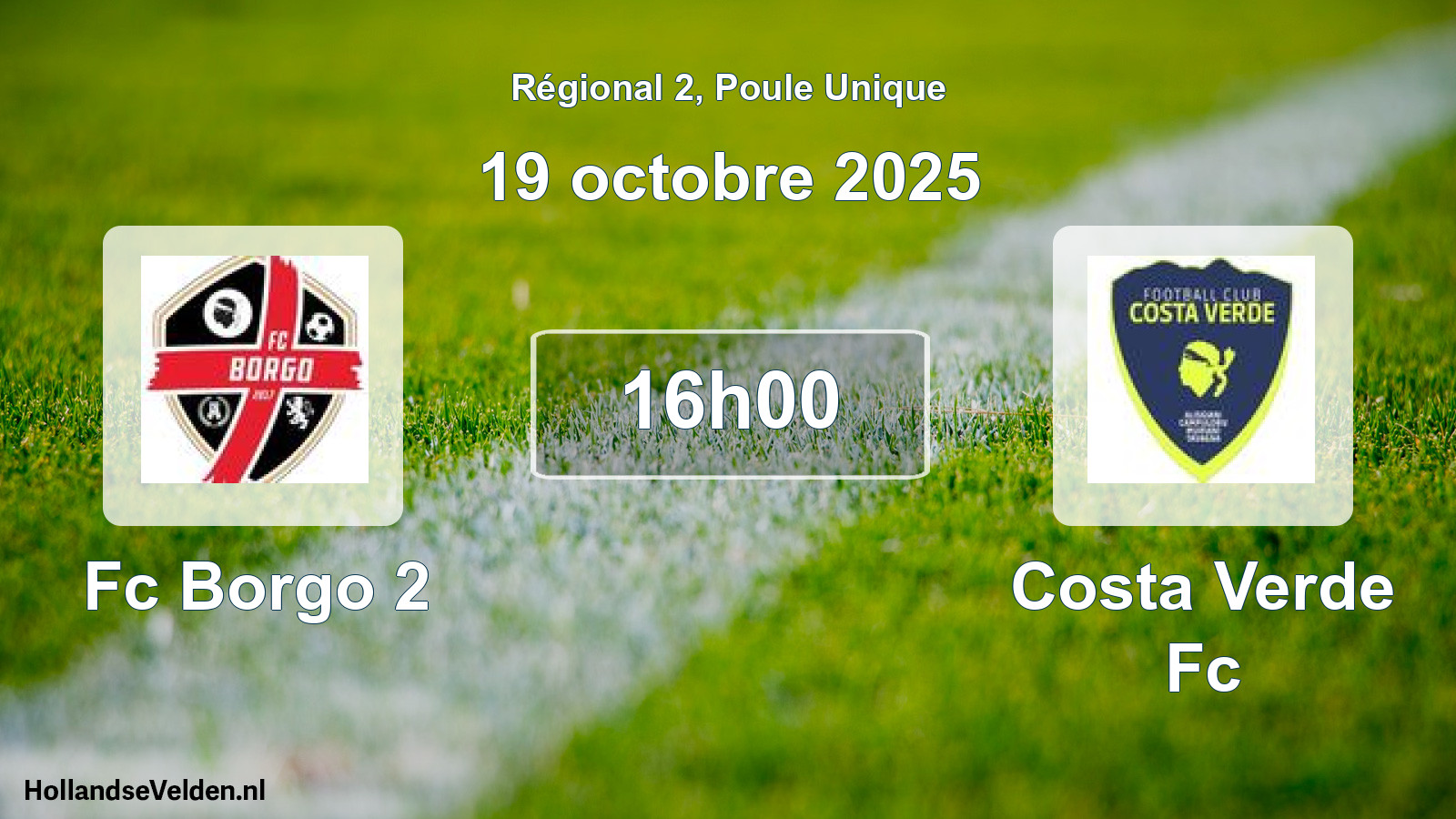 Geplande wedstrijd: Fc Borgo 2 - Costa Verde Fc (19 octobre 2025)