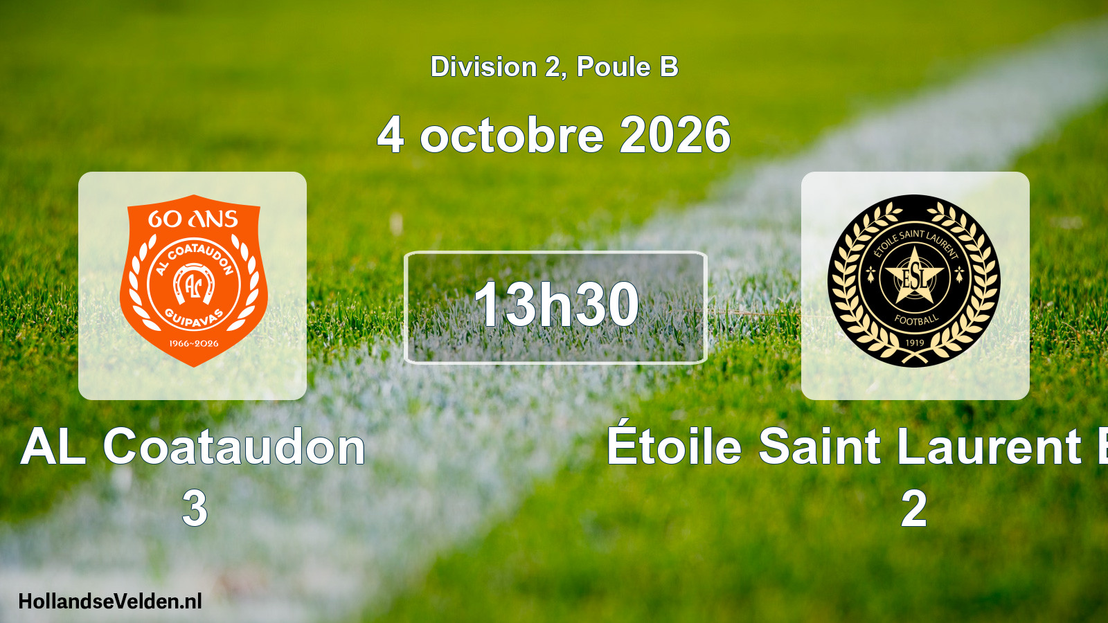 Match programmé: AL Coataudon 3 - Étoile Saint Laurent Brest 2 (4 octobre 2026)