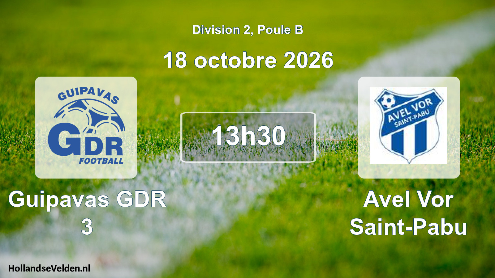 Match programmé: Guipavas GDR 3 - Avel Vor Saint-Pabu (18 octobre 2026)
